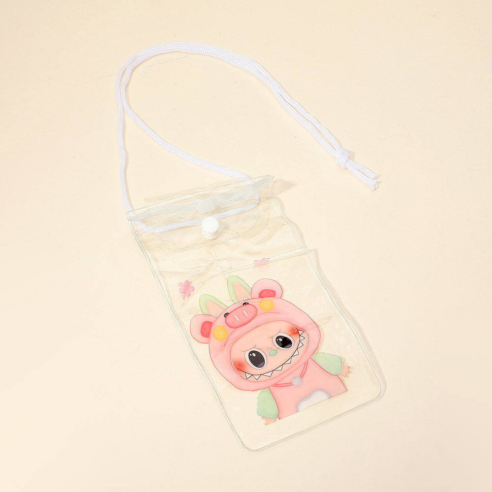 12PCS - Monster Bunny Character Transparent Phone Pouch Lanyard Bag