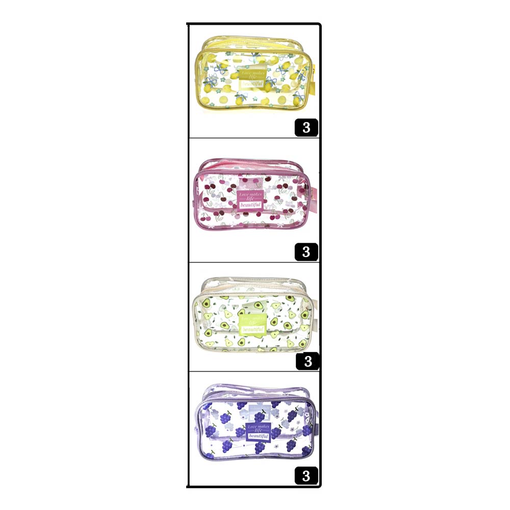 12PCS - Fruit Pattern Print Clear Cosmetic Makeup Travel Organizer Pouch Bags