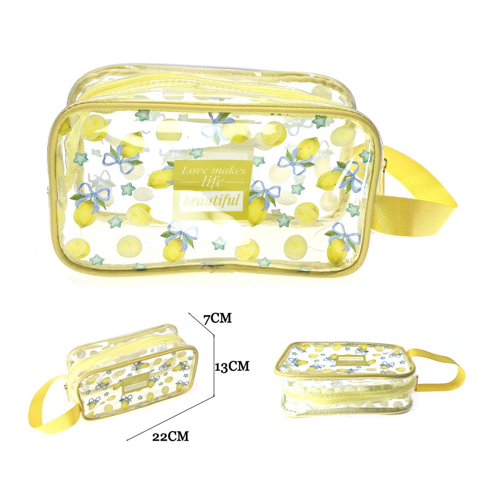 12PCS - Fruit Pattern Print Clear Cosmetic Makeup Travel Organizer Pouch Bags