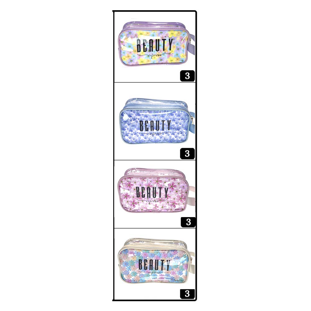 12PCS - Beauty Express Message Flower Pattern Clear Cosmetic Makeup Travel Organizer Pouch Bags