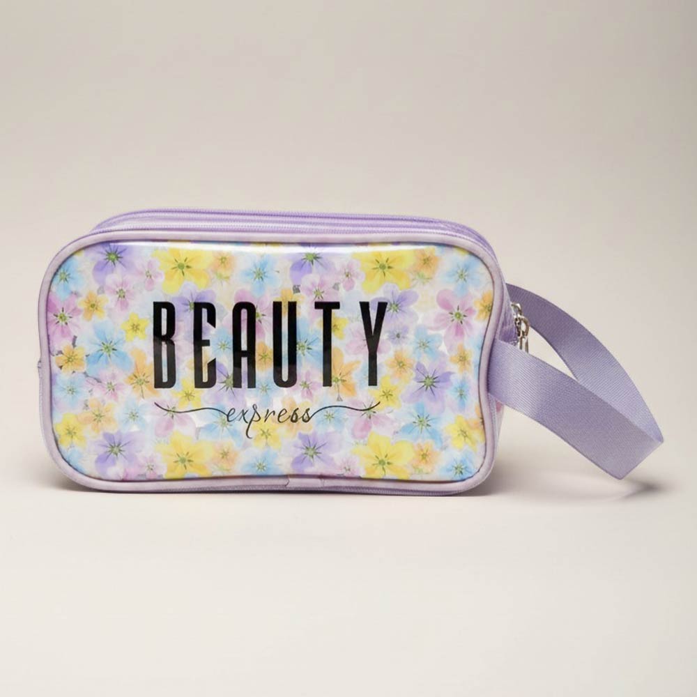 12PCS - Beauty Express Message Flower Pattern Clear Cosmetic Makeup Travel Organizer Pouch Bags