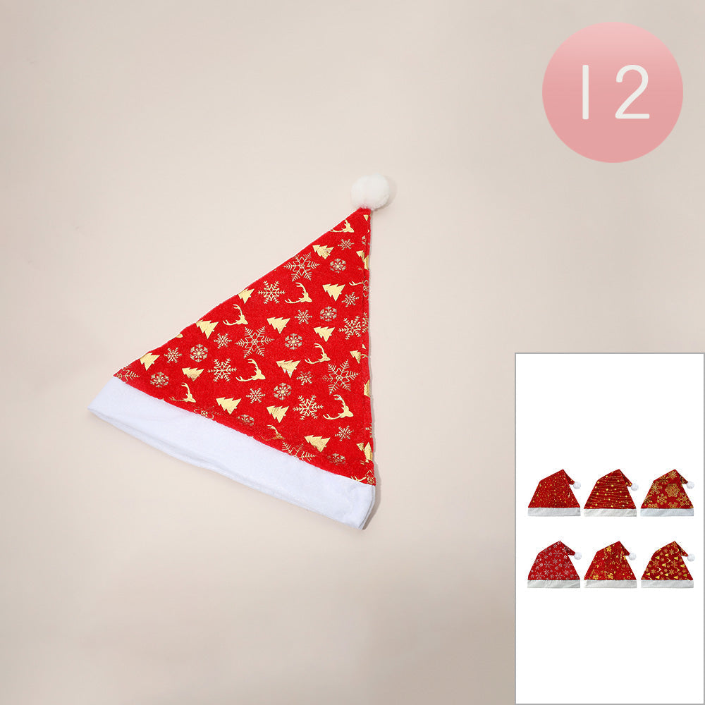 12PCS - Christmas Santa Hat Set