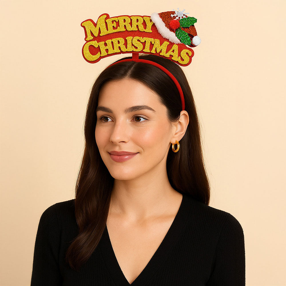 12PCS - Festive Holiday Lettering Message Headbands
