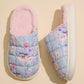 6Pairs - Floral Patterned Quilted Upper With Padded Sole Indoor Slippers