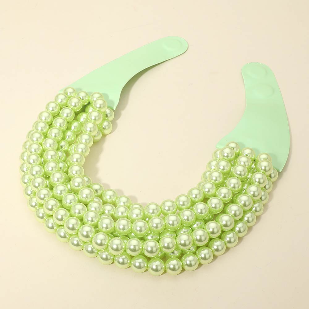 Multi Layered Pearl Beaded Collar Magnetic Necklace