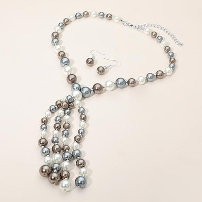 Pearl Cluster Tassel Statement Necklace