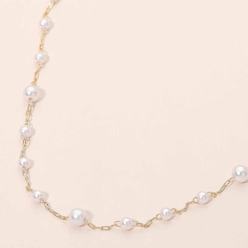 Classic Pearl Station Chain Necklace
