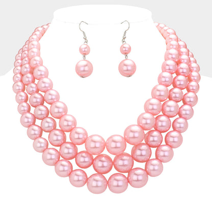 3Row Strand Pearl Necklace
