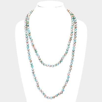Multi Colored Pearl Long Necklace
