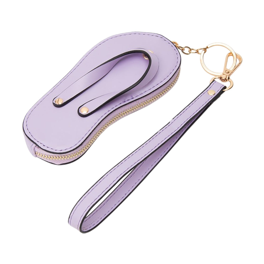 Faux Leather Flip-flop Mini Wristlet Bag Charm Coin Purse