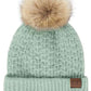 C.C Smocking Stitch Pattern Pom Beanie Hat