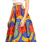 Sakkas Lanna Women's African Ankara Print Ankle Pants w/Pockets & Overlay Pull-up