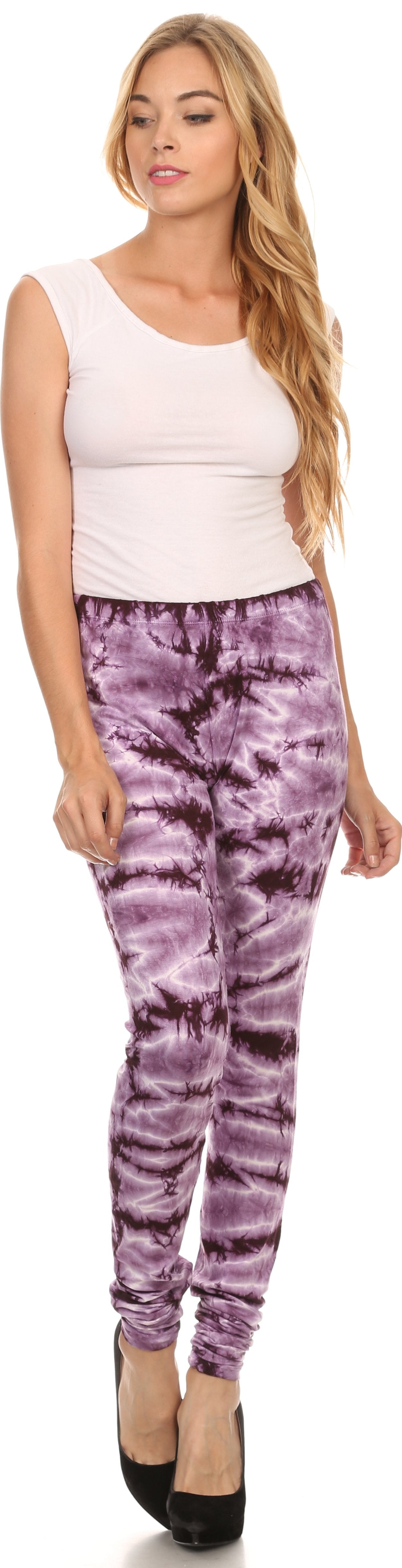 Sakkas Kuntah Long Elastic Waist Adjustable Tie Dye Washed Slim Skinny Pant