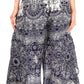 Sakkas Serilda Women's Loose Elephant Batik Boho Wide Leg Pants Elastic Waist
