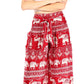Sakkas Lilja Women's Loose Wide Leg Printed Elephant Pants Elastic Waist w/Pockets