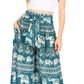 Sakkas Lilja Women's Loose Wide Leg Printed Elephant Pants Elastic Waist w/Pockets