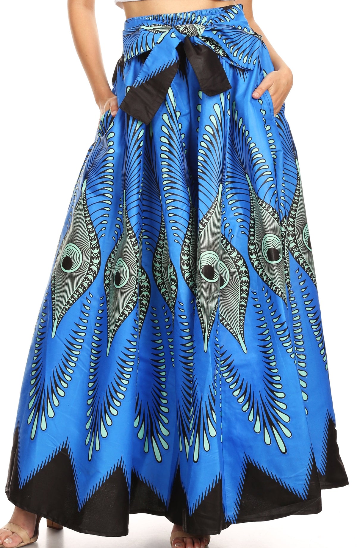 Pantalones Sakkas Sora Anchos de Pierna Suelta Estampado Ankara Africano Casuales con Cintura Elástica para Mujer