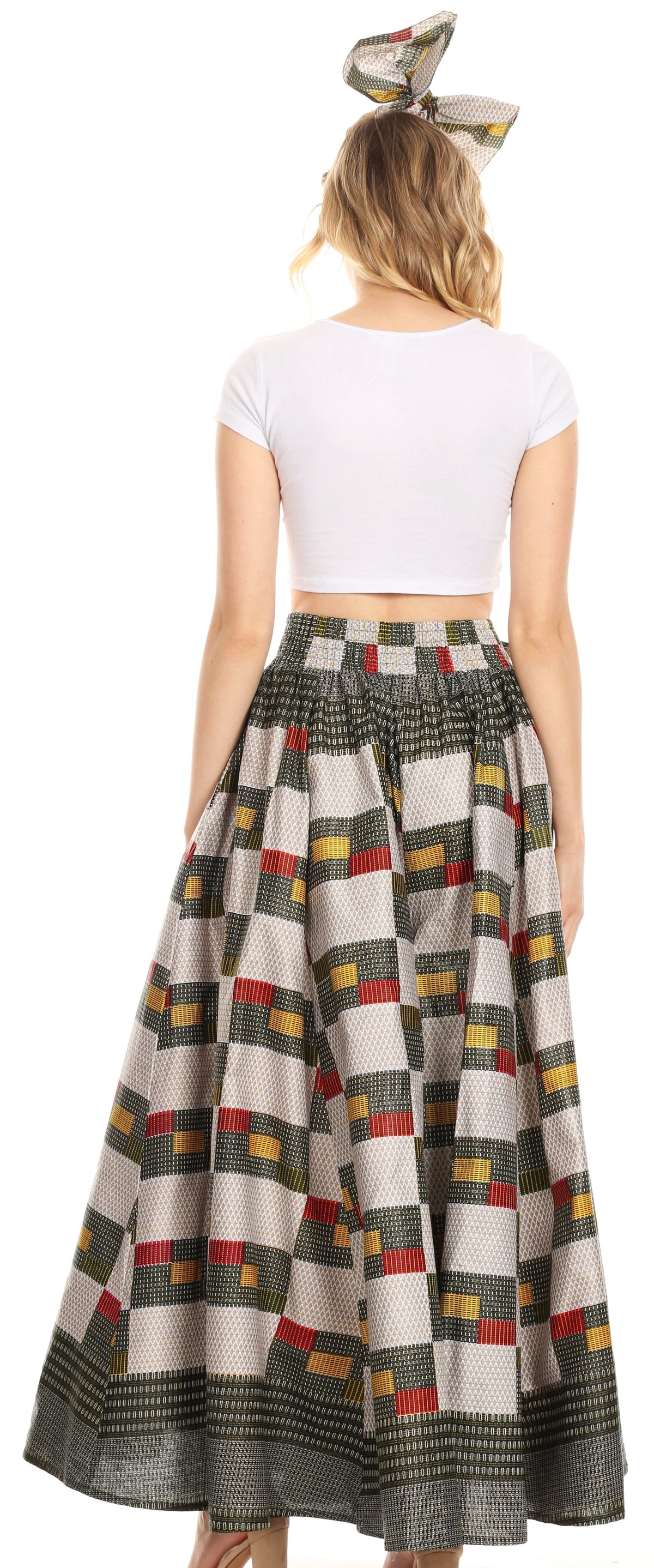 Pantalones Sakkas Sora Anchos de Pierna Suelta Estampado Ankara Africano Casuales con Cintura Elástica para Mujer
