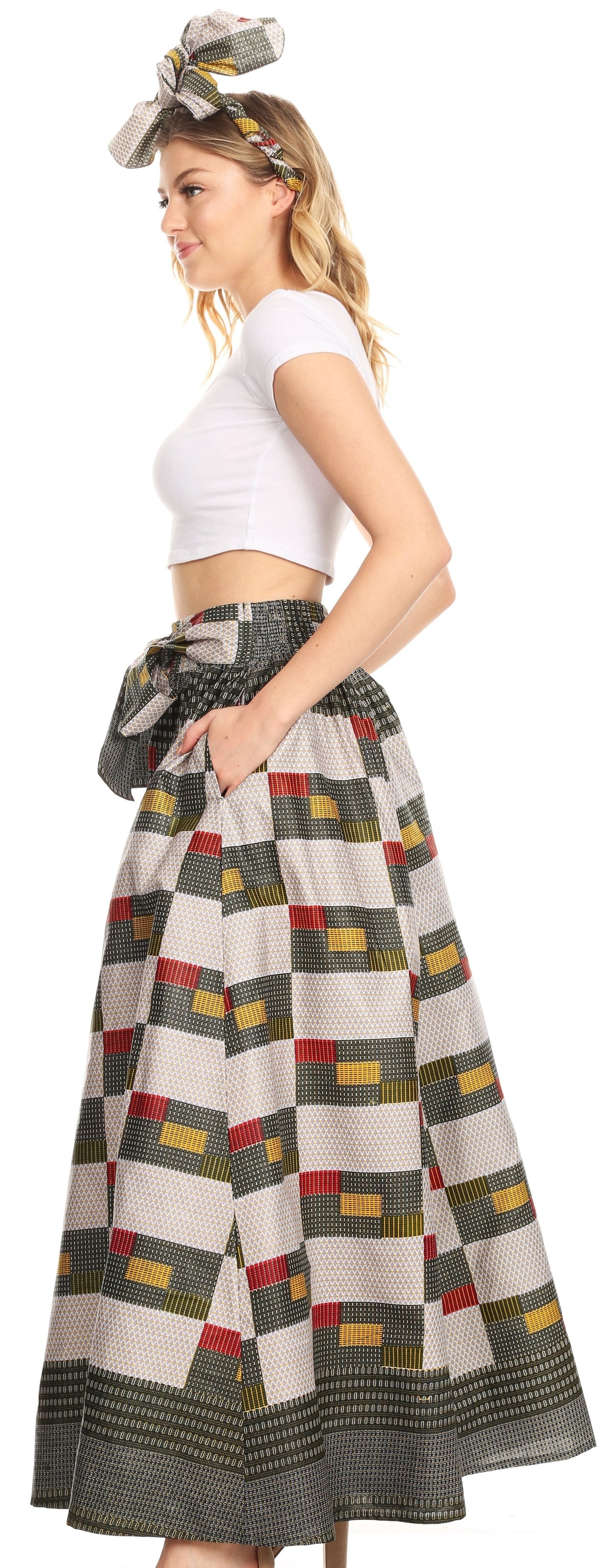 Pantalones Sakkas Sora Anchos de Pierna Suelta Estampado Ankara Africano Casuales con Cintura Elástica para Mujer