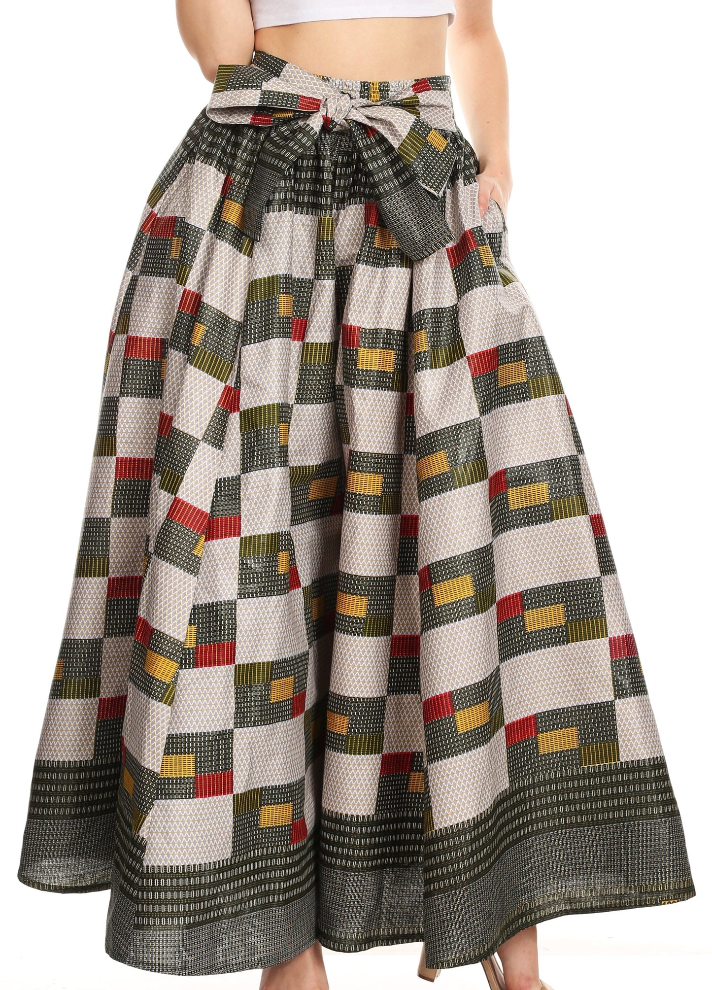Pantalones Sakkas Sora Anchos de Pierna Suelta Estampado Ankara Africano Casuales con Cintura Elástica para Mujer