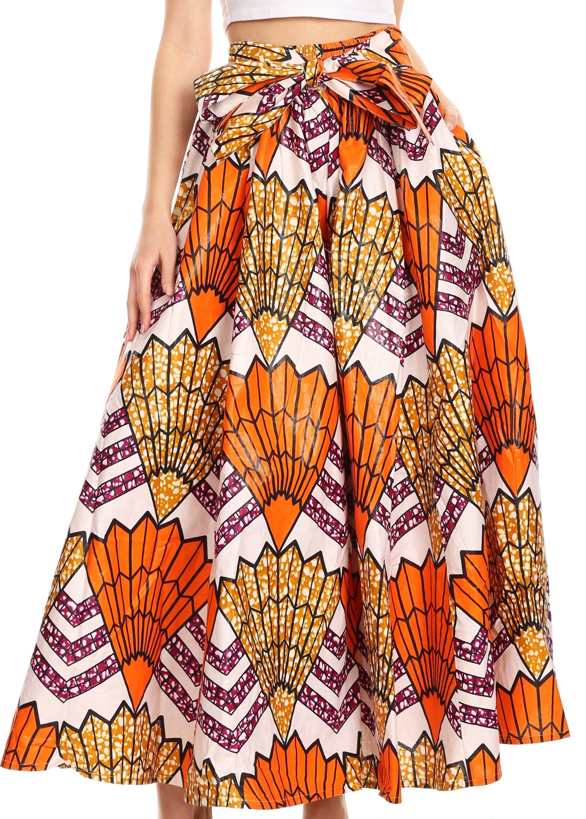 Pantalones Sakkas Sora Anchos de Pierna Suelta Estampado Ankara Africano Casuales con Cintura Elástica para Mujer