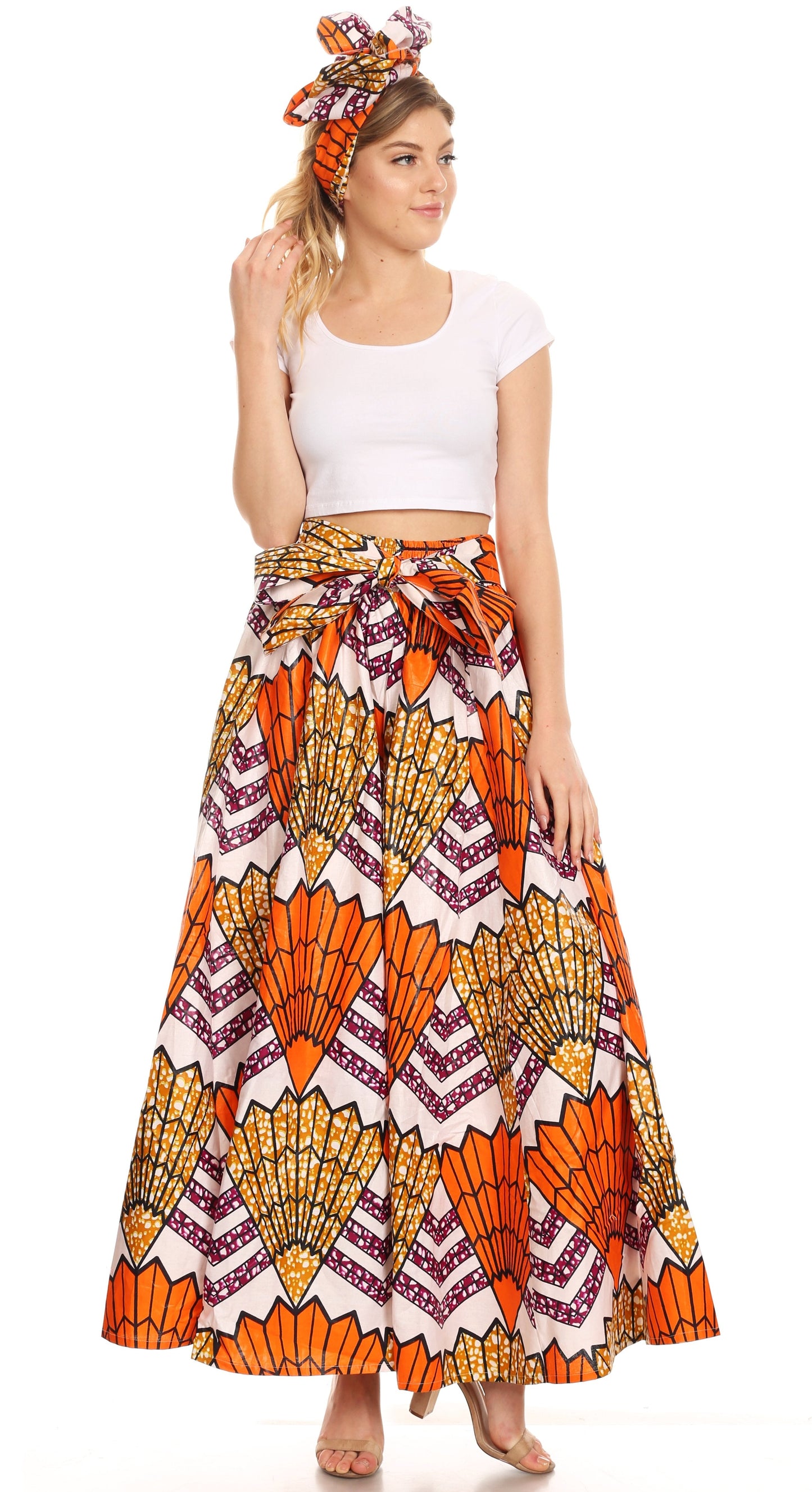 Pantalones Sakkas Sora Anchos de Pierna Suelta Estampado Ankara Africano Casuales con Cintura Elástica para Mujer