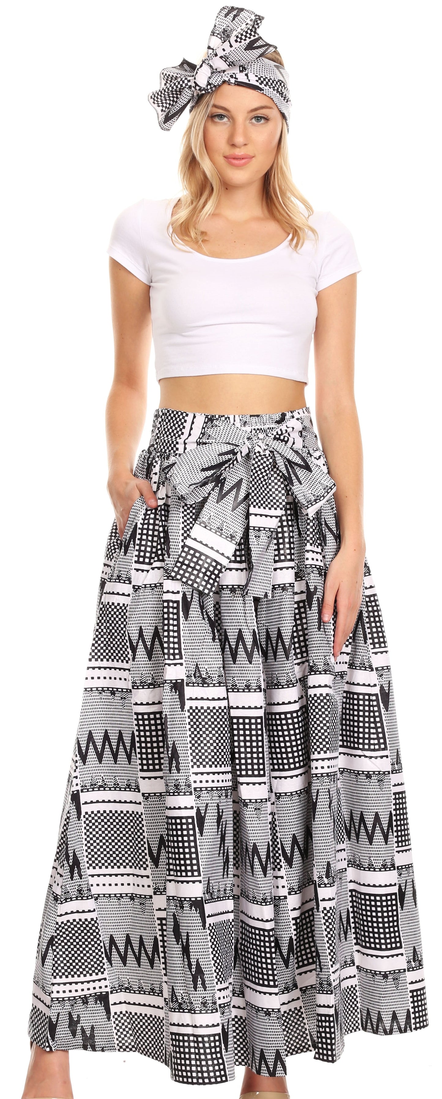 Pantalones Sakkas Sora Anchos de Pierna Suelta Estampado Ankara Africano Casuales con Cintura Elástica para Mujer