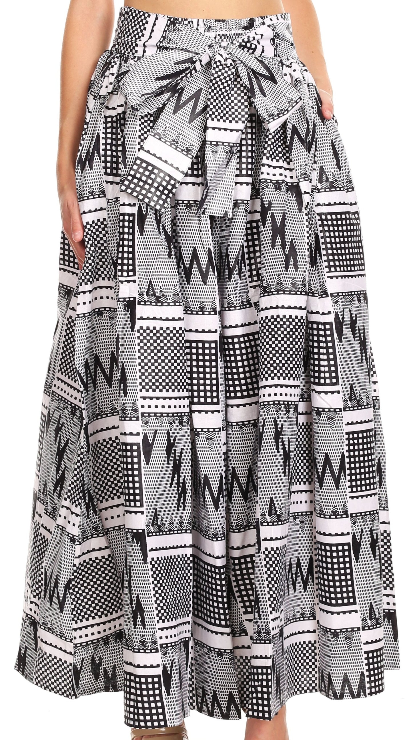 Pantalones Sakkas Sora Anchos de Pierna Suelta Estampado Ankara Africano Casuales con Cintura Elástica para Mujer