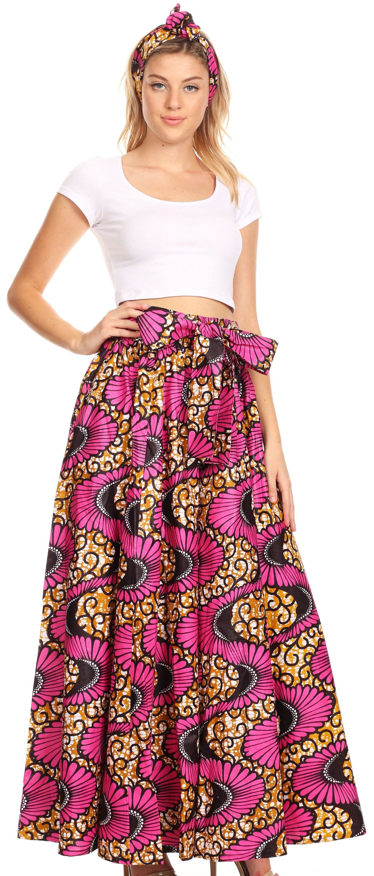Pantalones Sakkas Sora Anchos de Pierna Suelta Estampado Ankara Africano Casuales con Cintura Elástica para Mujer