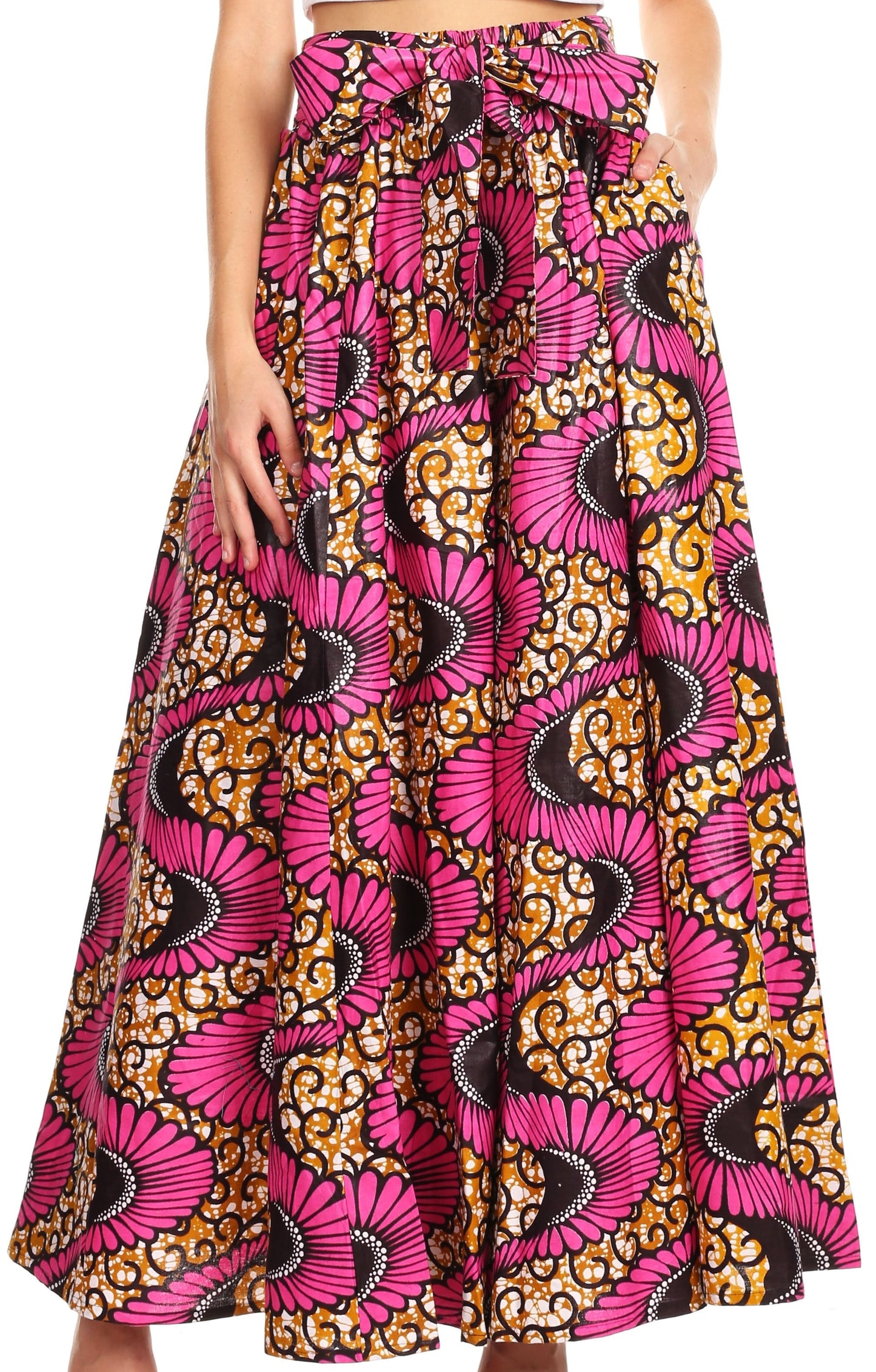Pantalones Sakkas Sora Anchos de Pierna Suelta Estampado Ankara Africano Casuales con Cintura Elástica para Mujer
