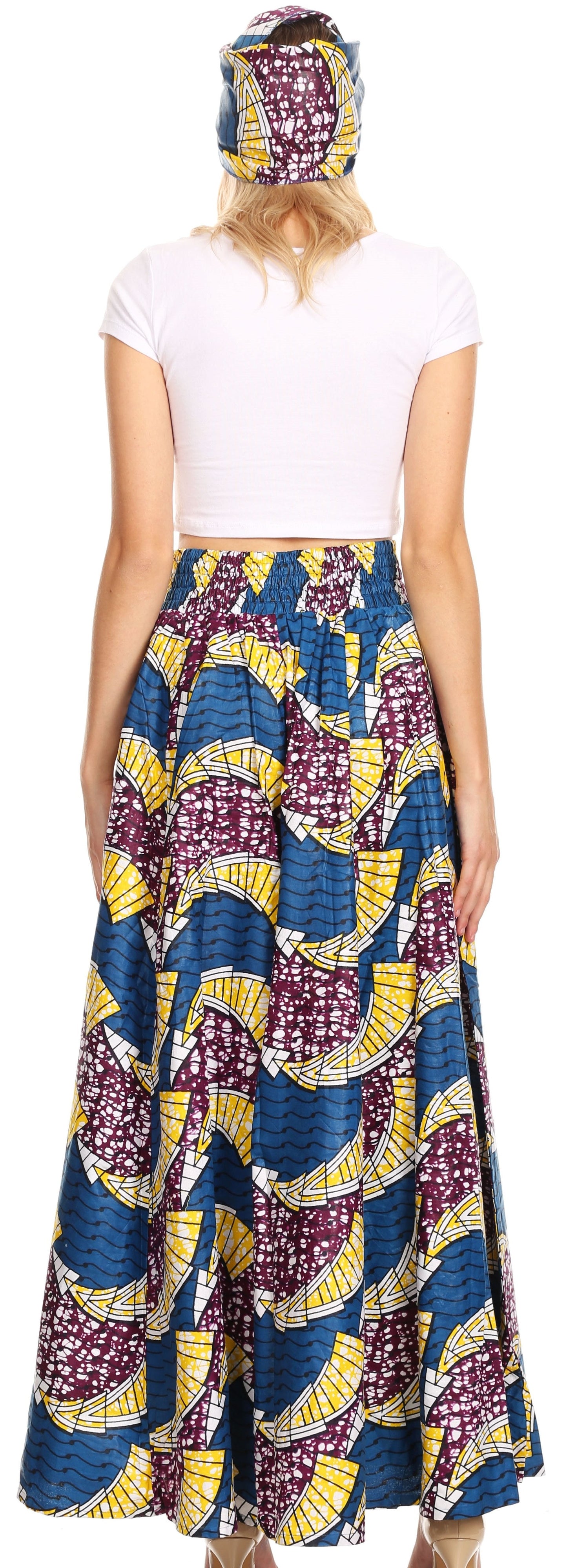 Pantalones Sakkas Sora Anchos de Pierna Suelta Estampado Ankara Africano Casuales con Cintura Elástica para Mujer