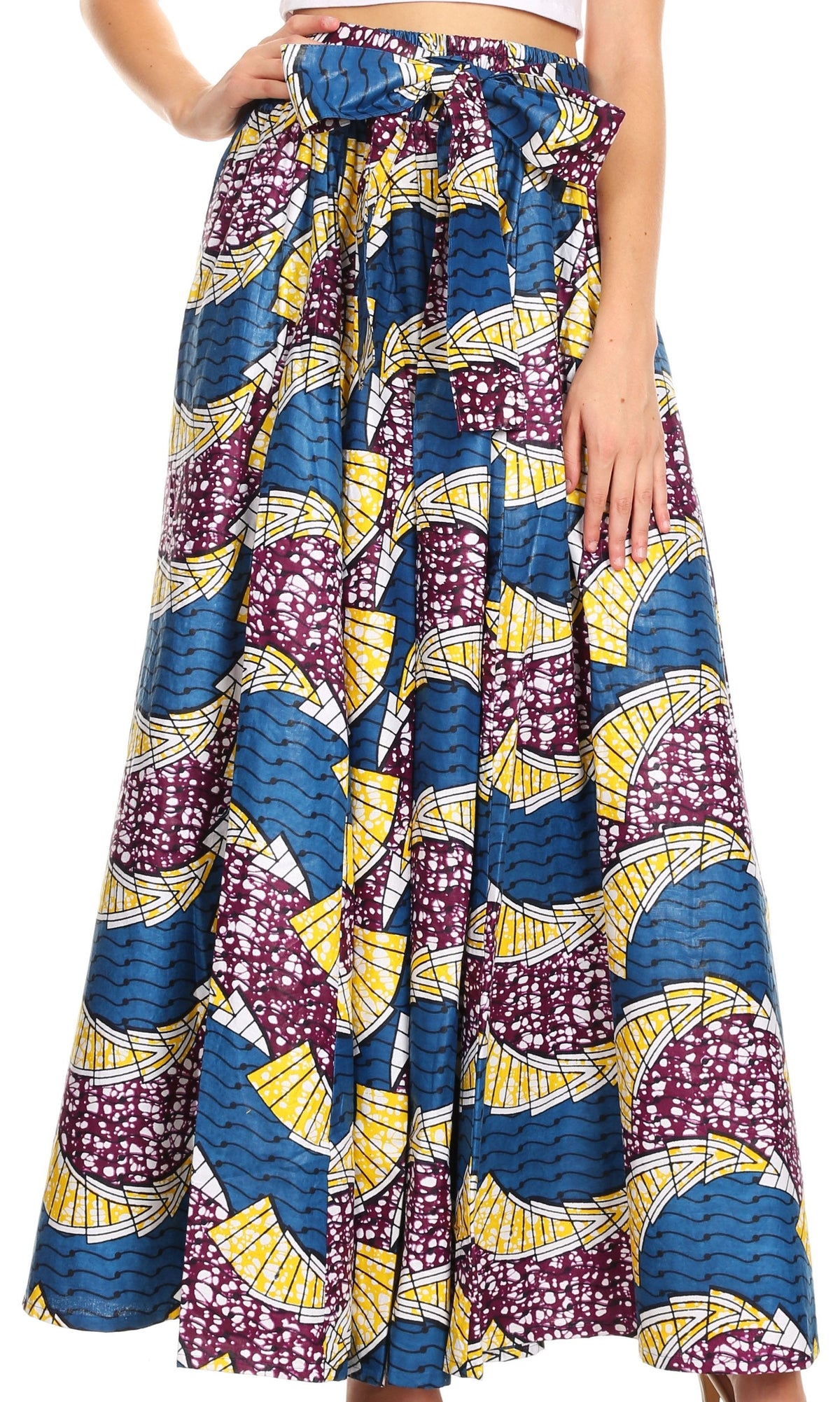 Pantalones Sakkas Sora Anchos de Pierna Suelta Estampado Ankara Africano Casuales con Cintura Elástica para Mujer