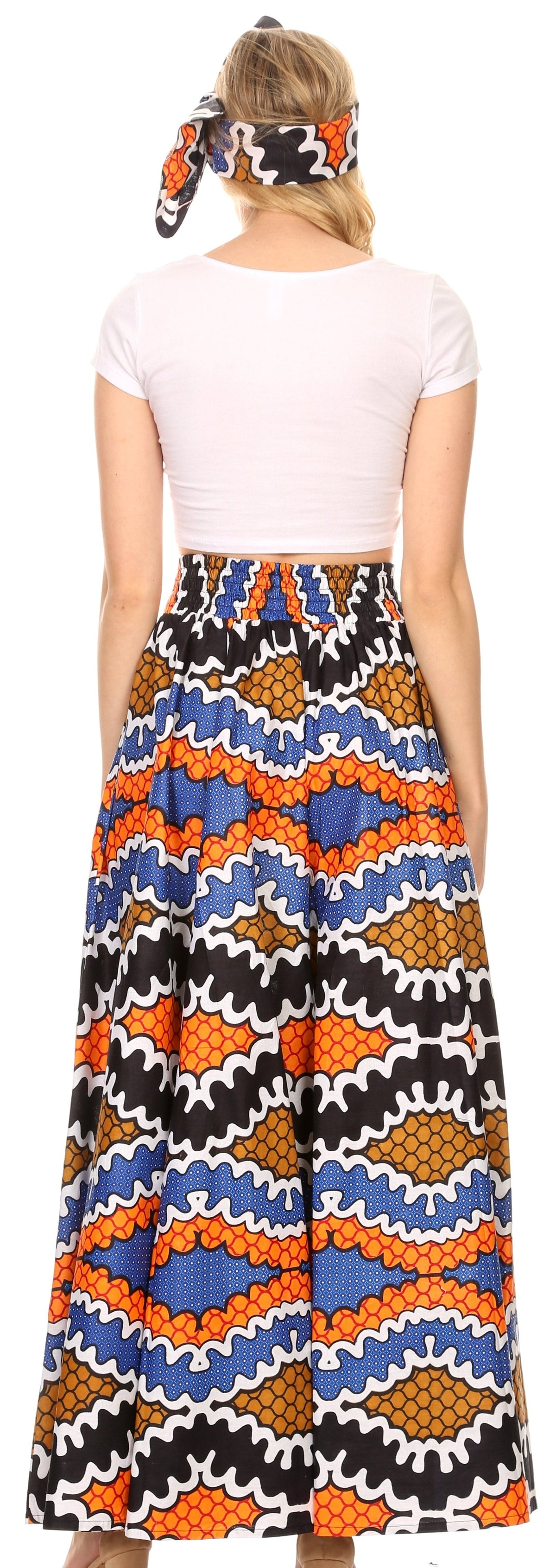 Pantalones Sakkas Sora Anchos de Pierna Suelta Estampado Ankara Africano Casuales con Cintura Elástica para Mujer