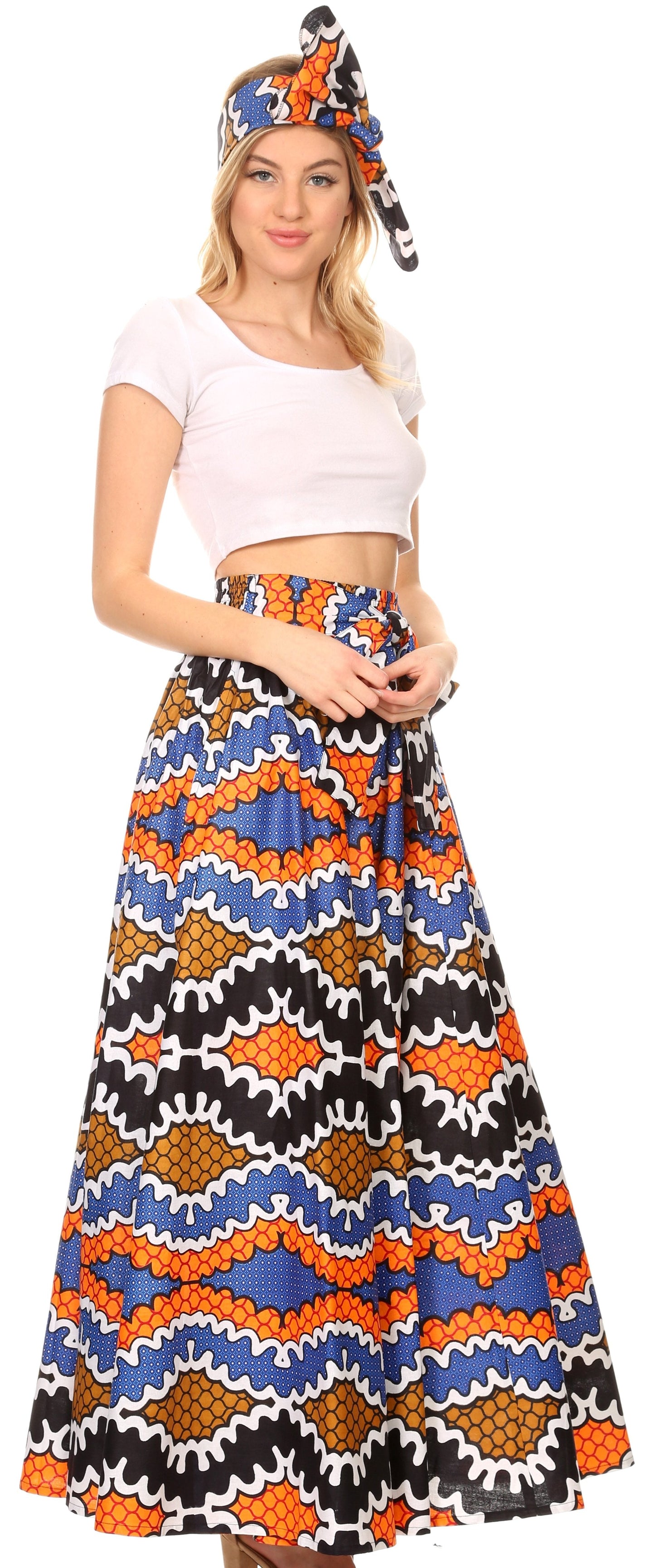 Pantalones Sakkas Sora Anchos de Pierna Suelta Estampado Ankara Africano Casuales con Cintura Elástica para Mujer