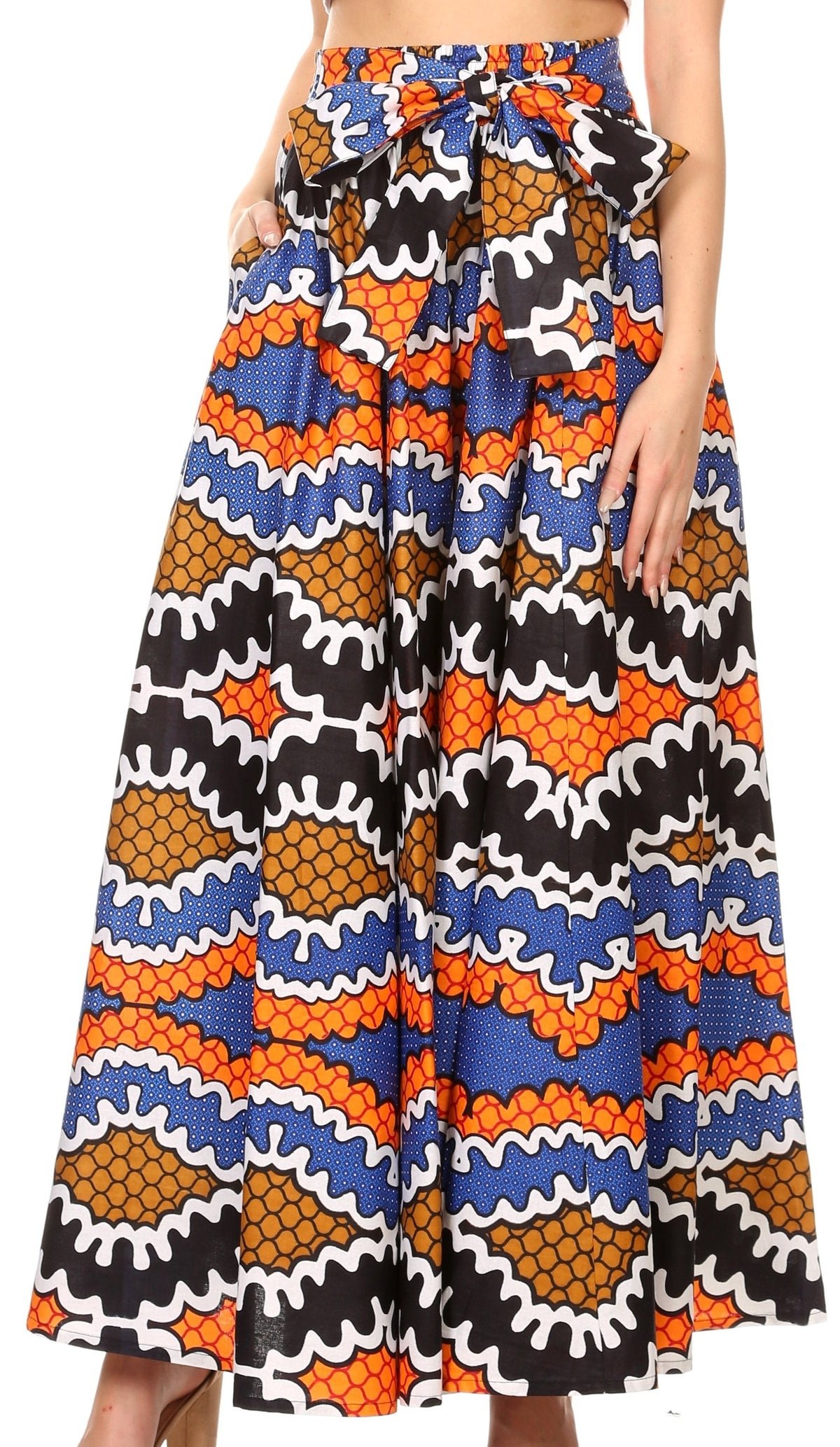 Pantalones Sakkas Sora Anchos de Pierna Suelta Estampado Ankara Africano Casuales con Cintura Elástica para Mujer