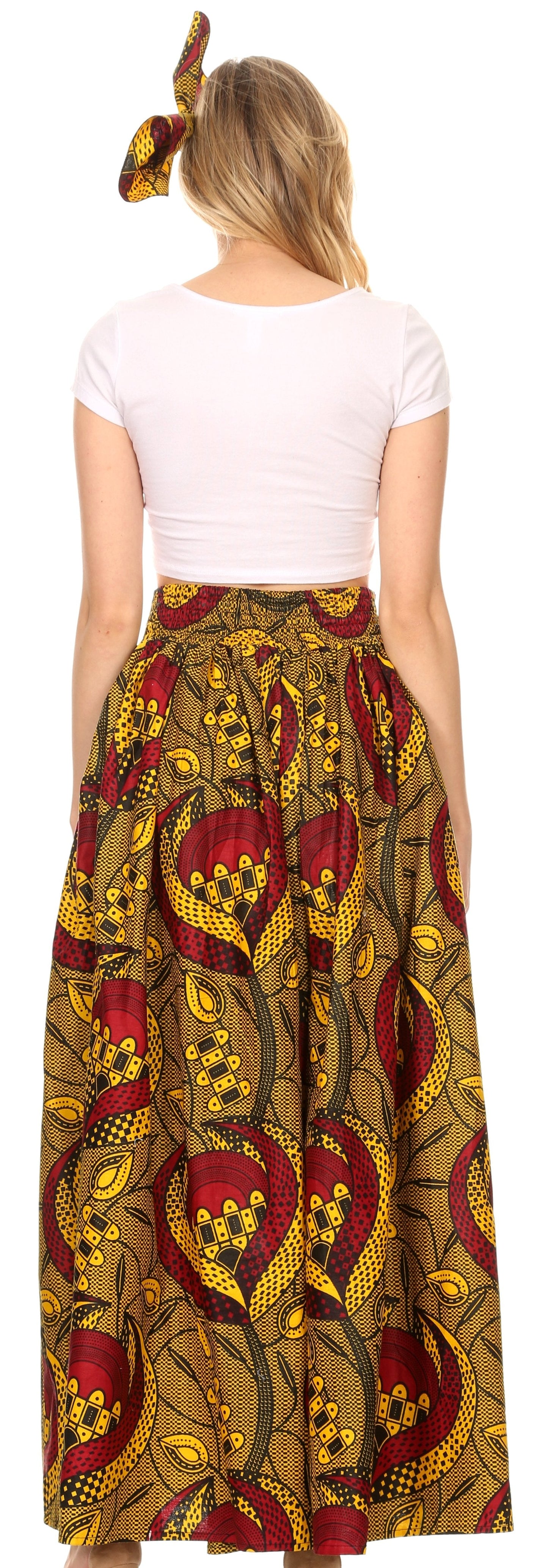 Pantalones Sakkas Sora Anchos de Pierna Suelta Estampado Ankara Africano Casuales con Cintura Elástica para Mujer