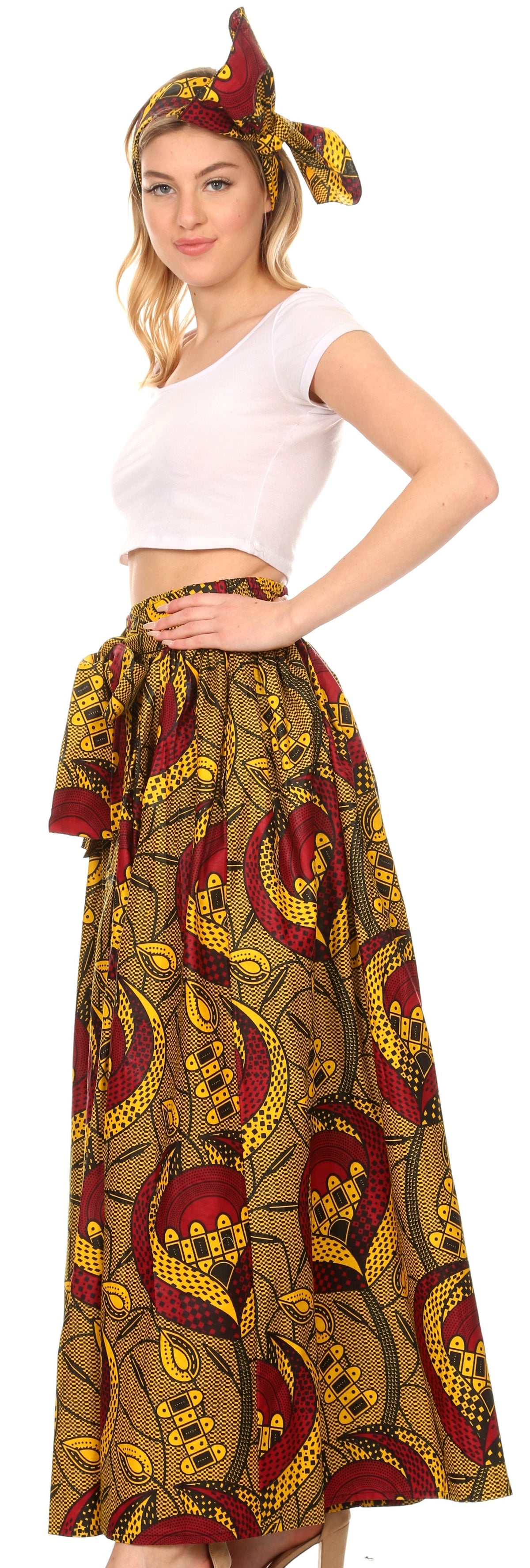Pantalones Sakkas Sora Anchos de Pierna Suelta Estampado Ankara Africano Casuales con Cintura Elástica para Mujer