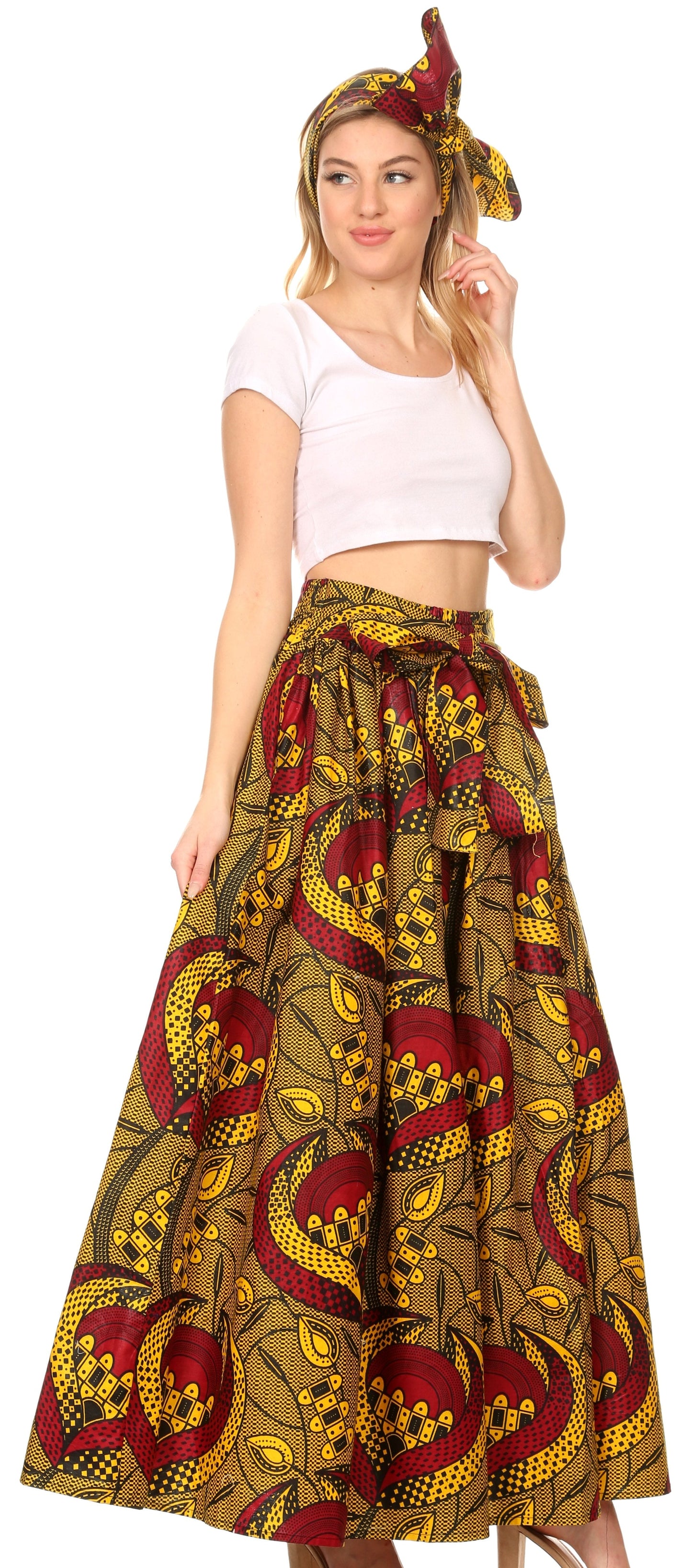 Pantalones Sakkas Sora Anchos de Pierna Suelta Estampado Ankara Africano Casuales con Cintura Elástica para Mujer