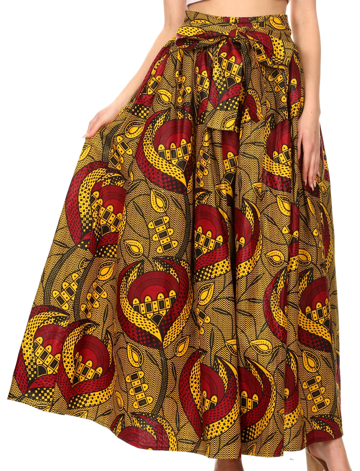 Pantalones Sakkas Sora Anchos de Pierna Suelta Estampado Ankara Africano Casuales con Cintura Elástica para Mujer