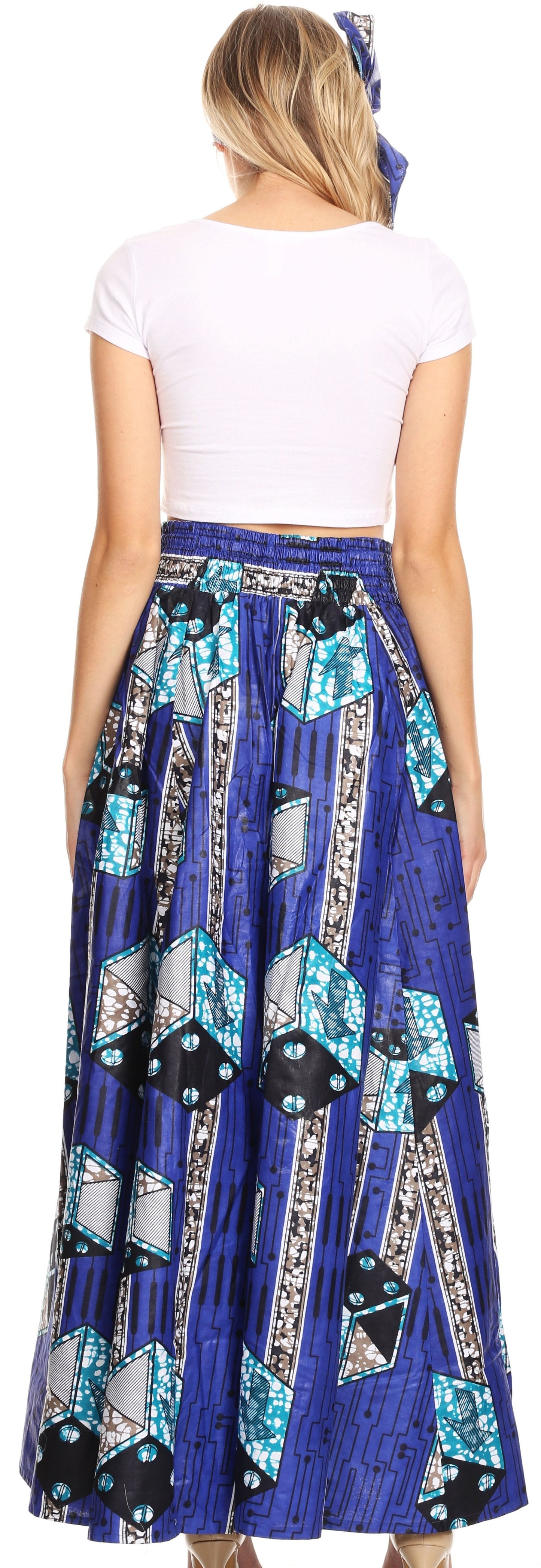 Pantalones Sakkas Sora Anchos de Pierna Suelta Estampado Ankara Africano Casuales con Cintura Elástica para Mujer