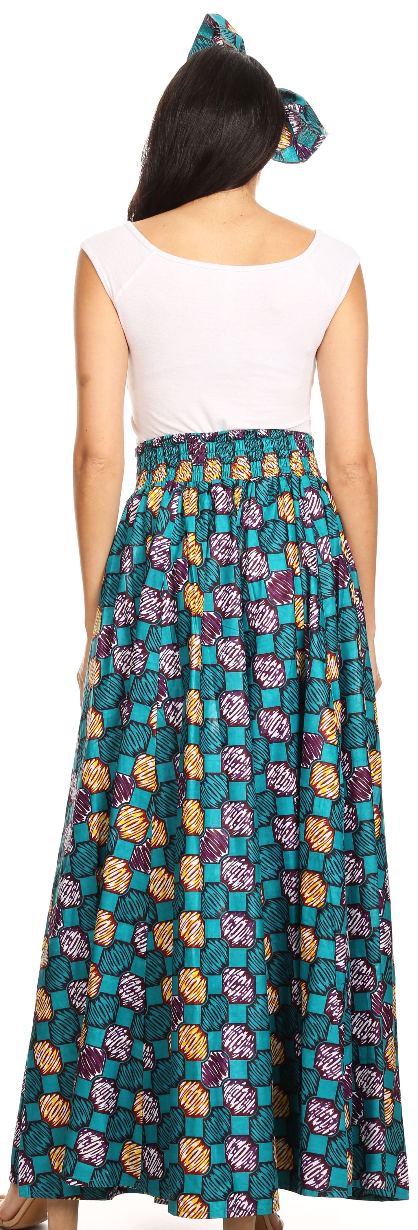 Pantalones Sakkas Sora Anchos de Pierna Suelta Estampado Ankara Africano Casuales con Cintura Elástica para Mujer