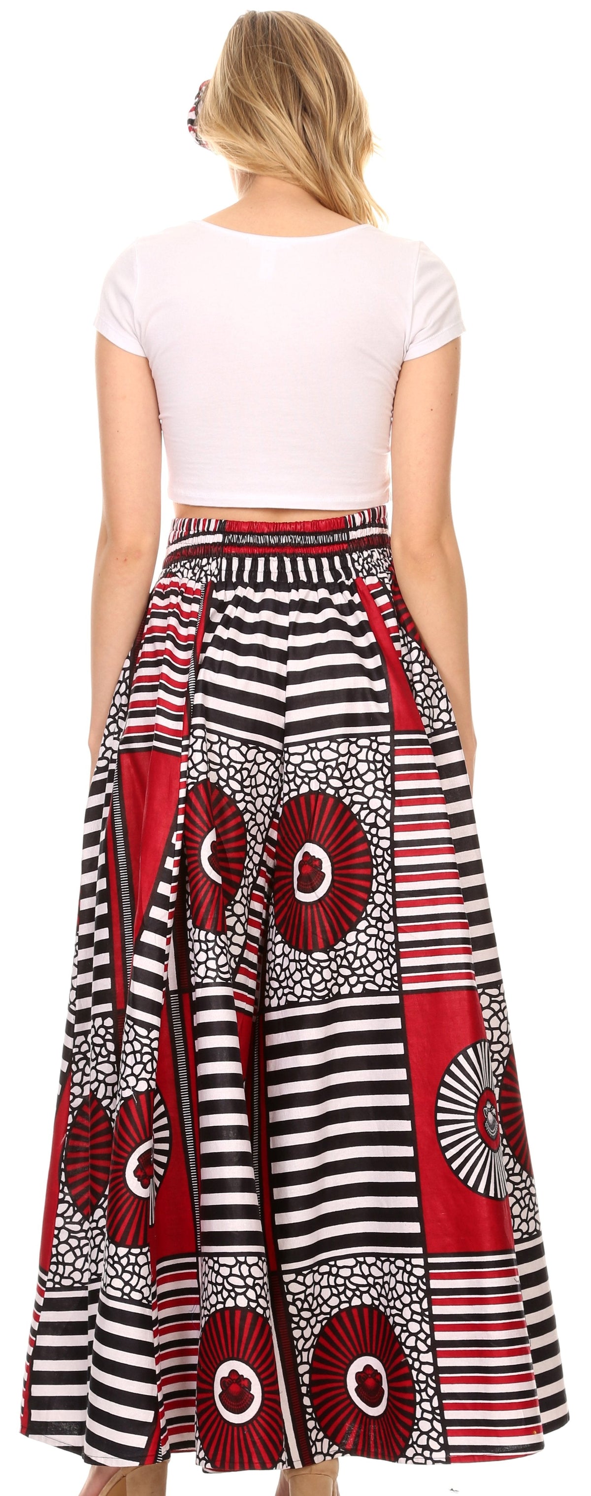 Pantalones Sakkas Sora Anchos de Pierna Suelta Estampado Ankara Africano Casuales con Cintura Elástica para Mujer