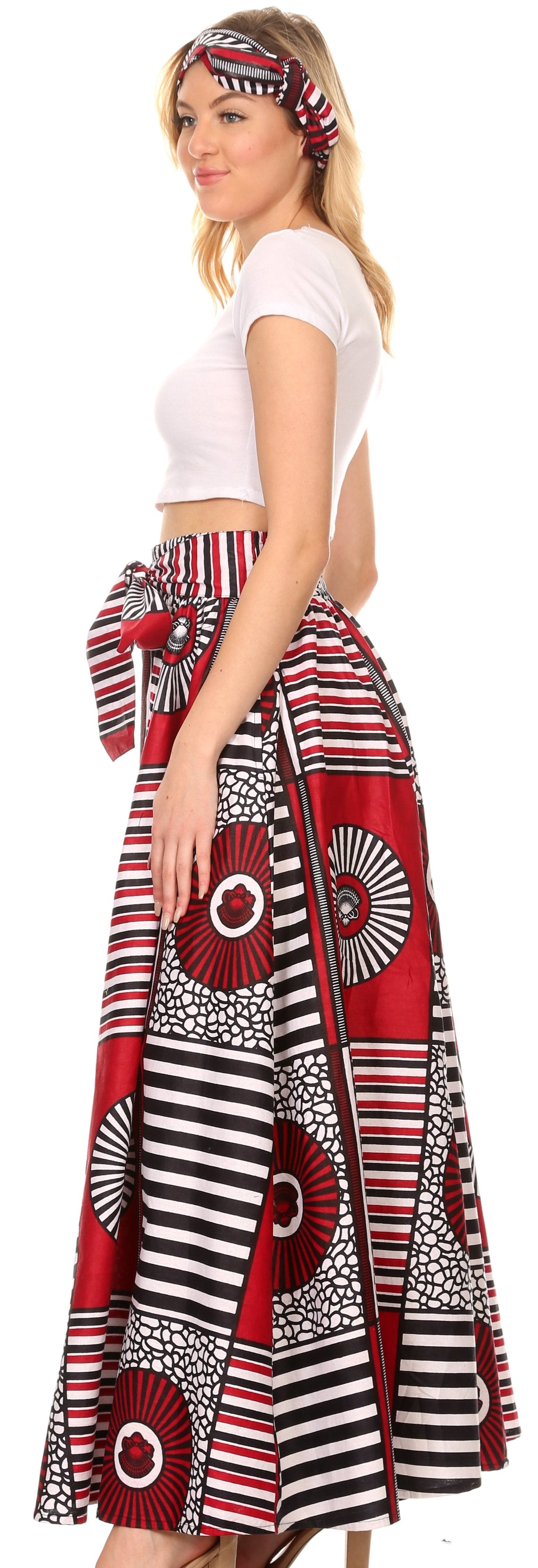 Pantalones Sakkas Sora Anchos de Pierna Suelta Estampado Ankara Africano Casuales con Cintura Elástica para Mujer
