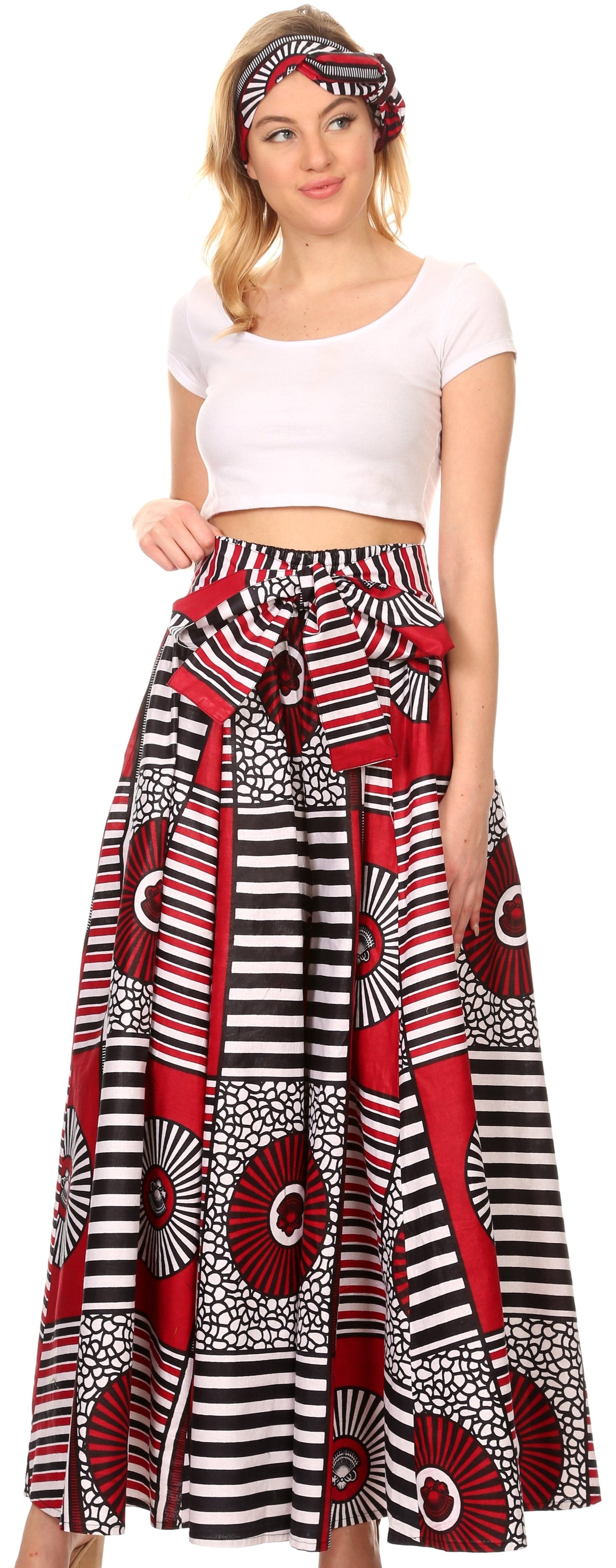 Pantalones Sakkas Sora Anchos de Pierna Suelta Estampado Ankara Africano Casuales con Cintura Elástica para Mujer
