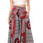 Pantalones Sakkas Sora Anchos de Pierna Suelta Estampado Ankara Africano Casuales con Cintura Elástica para Mujer