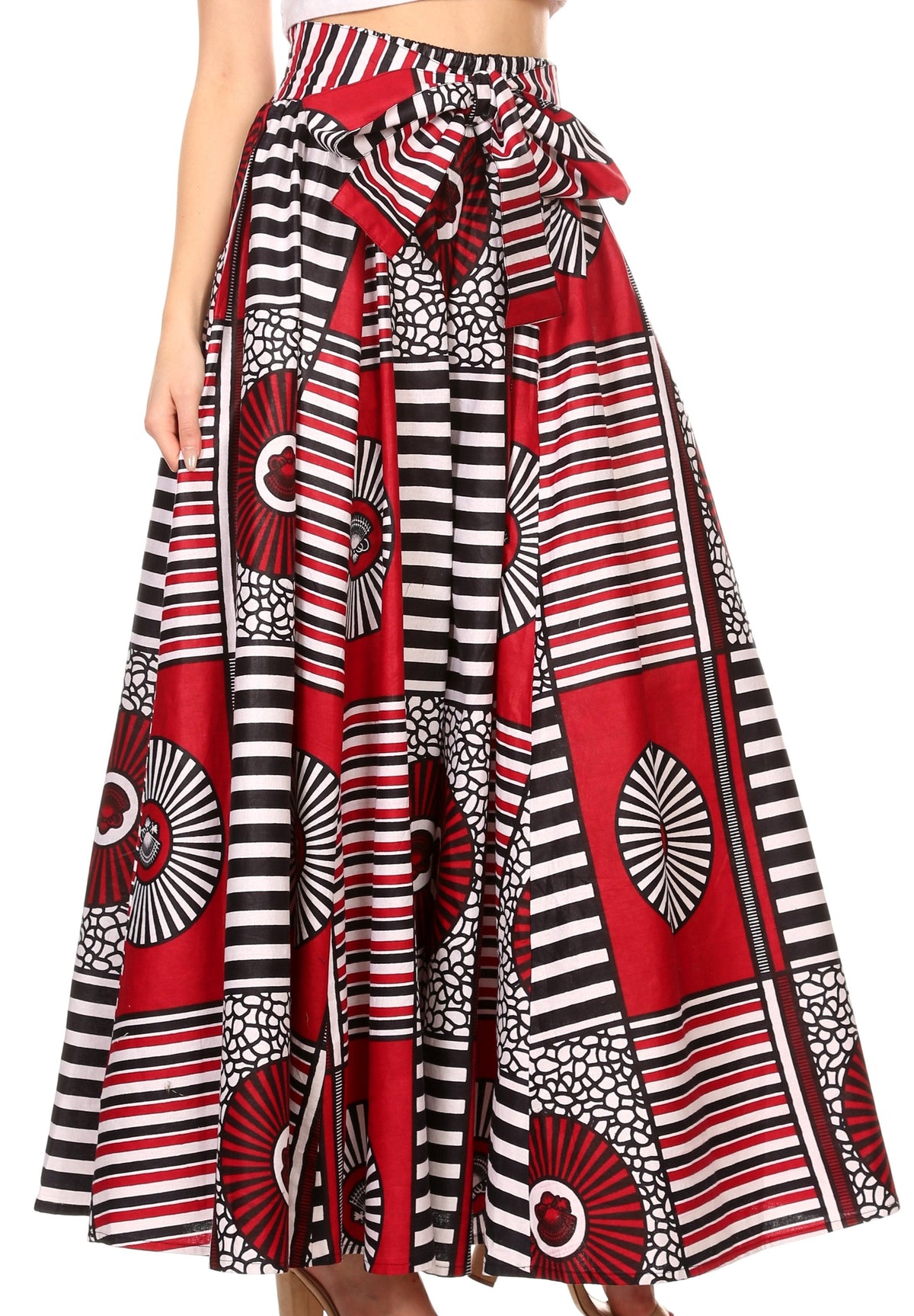Pantalones Sakkas Sora Anchos de Pierna Suelta Estampado Ankara Africano Casuales con Cintura Elástica para Mujer