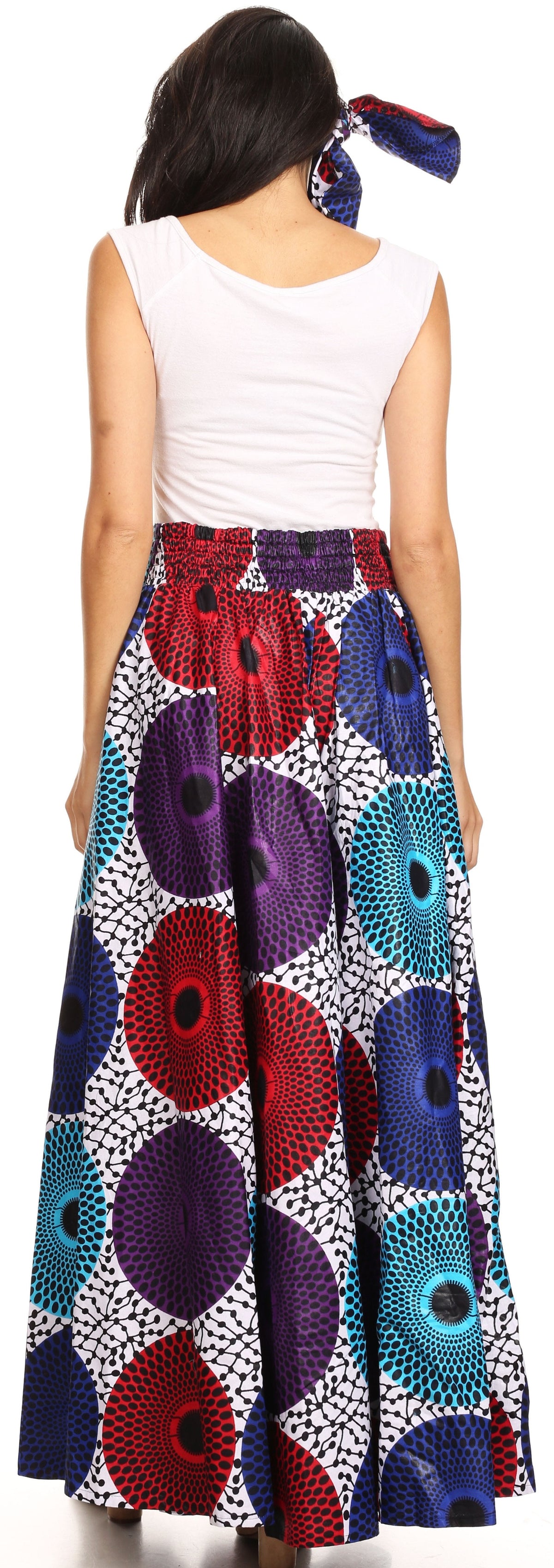 Pantalones Sakkas Sora Anchos de Pierna Suelta Estampado Ankara Africano Casuales con Cintura Elástica para Mujer
