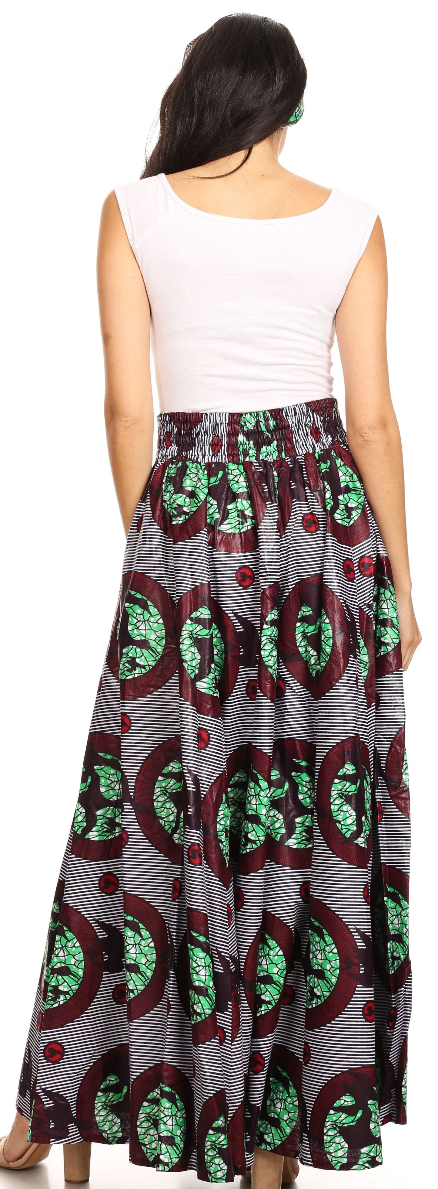 Pantalones Sakkas Sora Anchos de Pierna Suelta Estampado Ankara Africano Casuales con Cintura Elástica para Mujer