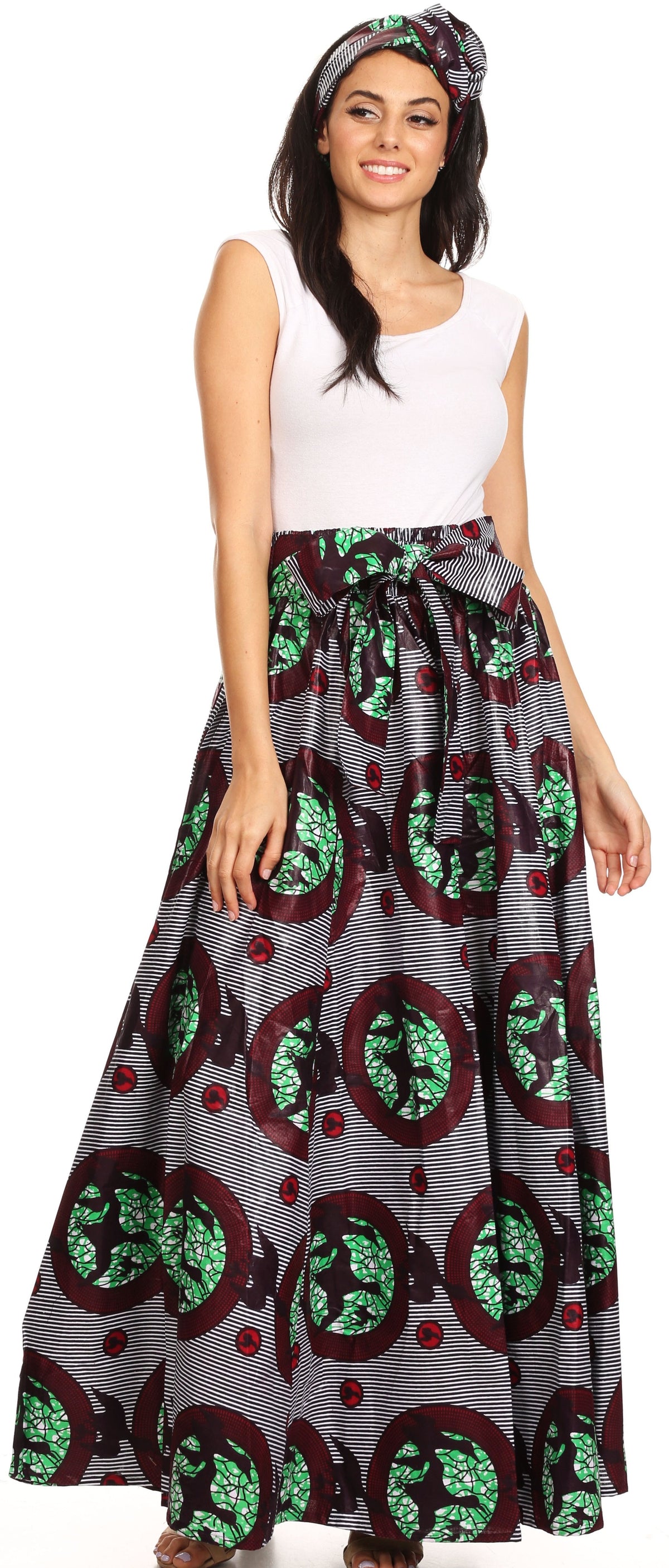 Pantalones Sakkas Sora Anchos de Pierna Suelta Estampado Ankara Africano Casuales con Cintura Elástica para Mujer