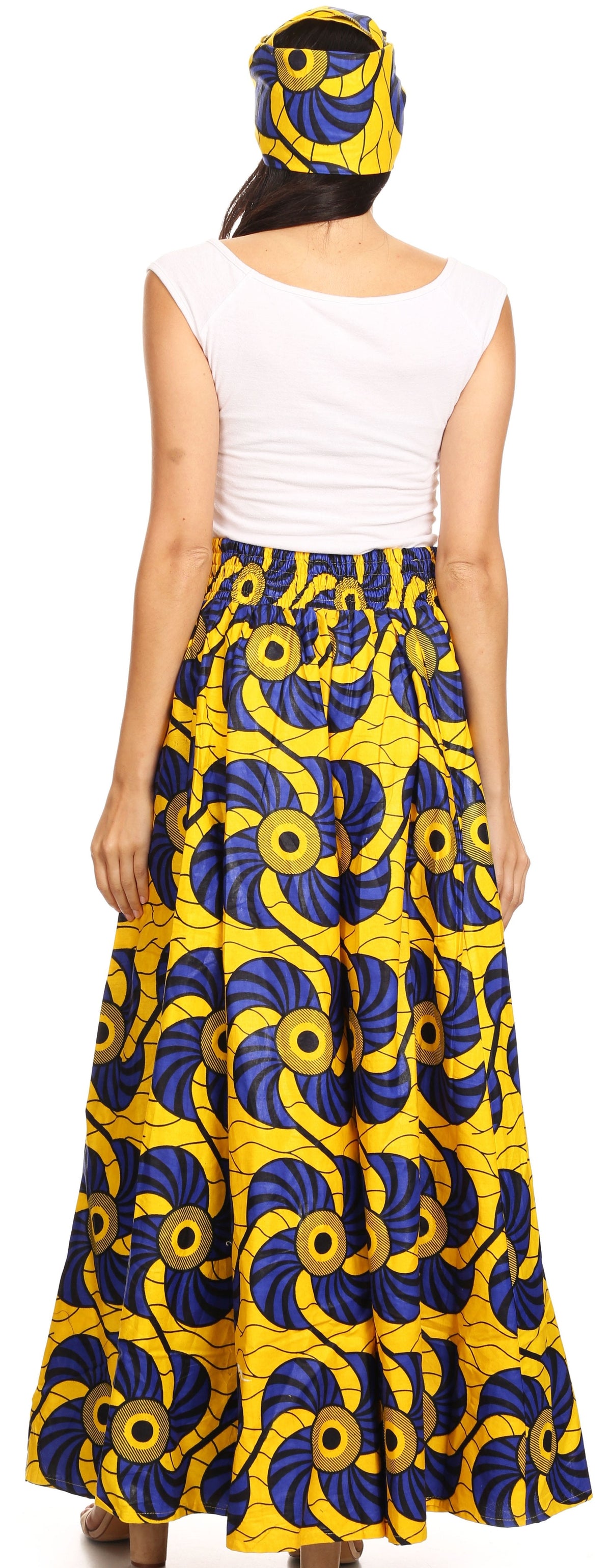 Pantalones Sakkas Sora Anchos de Pierna Suelta Estampado Ankara Africano Casuales con Cintura Elástica para Mujer